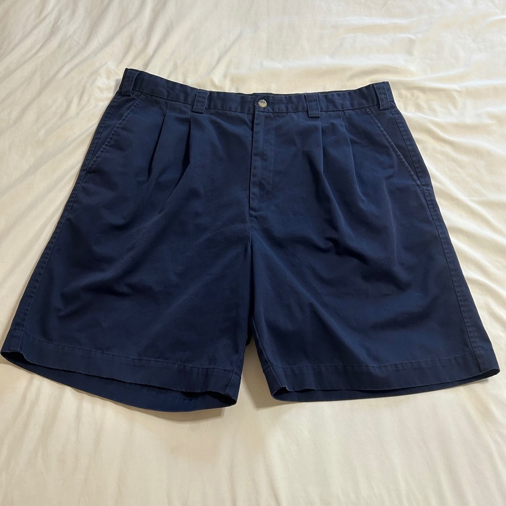 Ashworth Mens Navy Blue Pleated Golf Shorts Size 38‎ Cotton AM6248